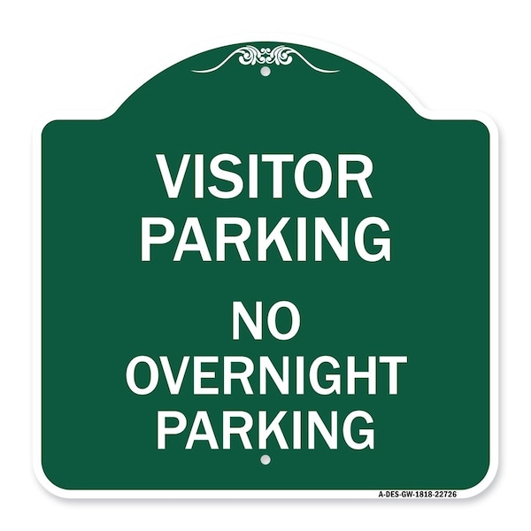 Signmission Visitor Parking Visitor Parking No Overnight Parking, Green & White Alum, 18" x 18", GW-1818-22726 A-DES-GW-1818-22726 - main
